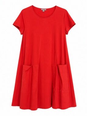COS Burnt Orange Swing Dress w. Patch Pockets - M